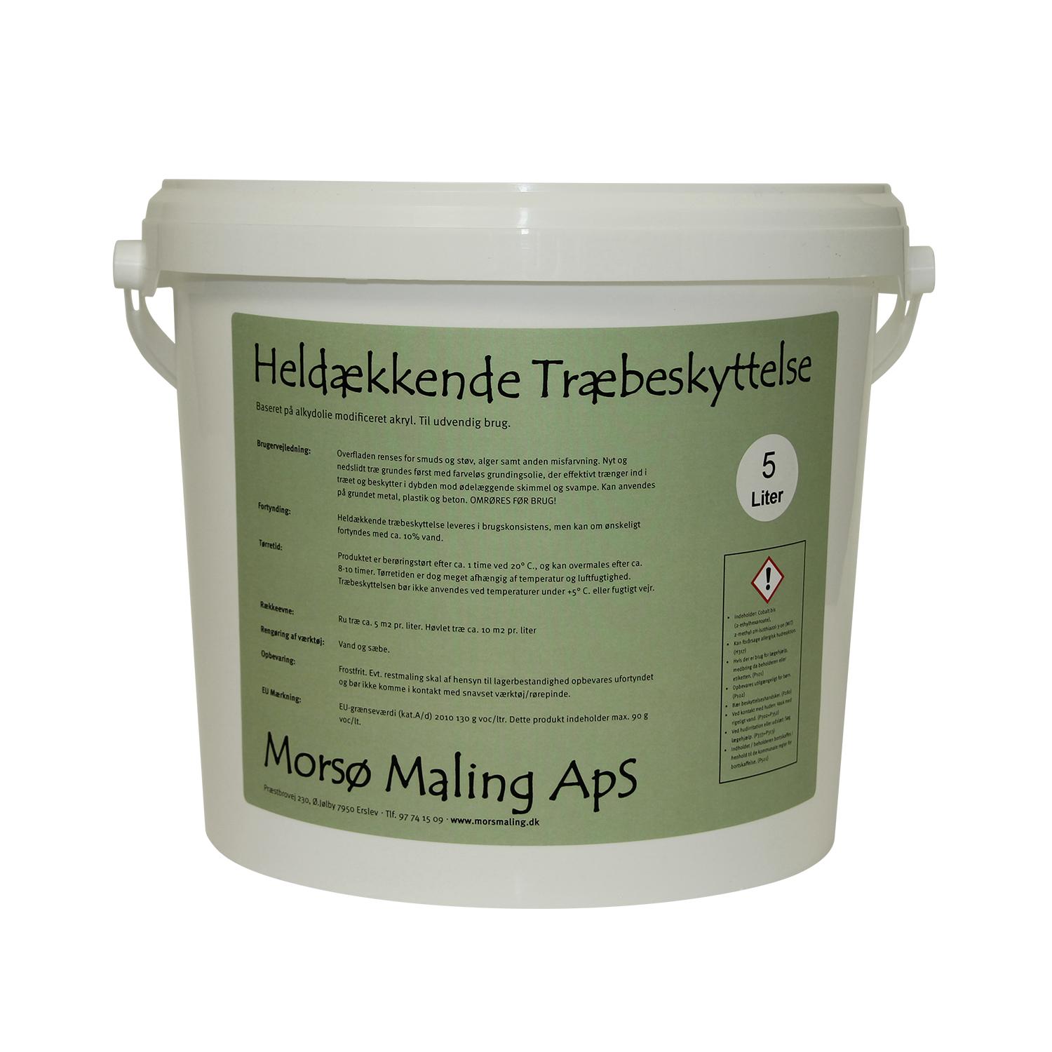 Heldækkende Træbeskyttelse - 5 liter - Mørk Varmgrå - Udendørsmaling til træværk - Morsø Maling