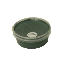 Billedet viser en rund farveprøve bøtte med maling i en ensartet, livlig og klar almueblå farve. Overfladen fremstår dækkende og jævn, hvilket giver et realistisk indtryk af farvens udtryk på malede overflader. Farveprøven anvendes til at vurdere nuance, dækkeevne og finish før valg af maling til større projekter. Den blå farve repræsenterer en af de farvenuancer, som findes i udvalget af træbeskyttelse.