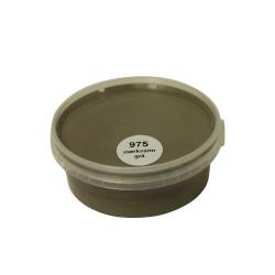 Billedet viser en rund farveprøve bøtte med maling i en ensartet, livlig og klar grå varmgrå farve. Overfladen fremstår dækkende og jævn, hvilket giver et realistisk indtryk af farvens udtryk på malede overflader. Farveprøven anvendes til at vurdere nuance, dækkeevne og finish før valg af maling til større projekter. Den grå farve repræsenterer en af de farvenuancer, som findes i udvalget af træbeskyttelse.