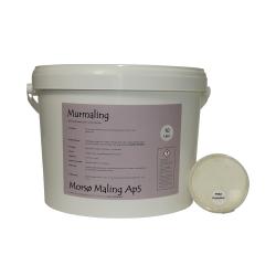 På billedet ser du en 10-liters plastikspand, som indeholder murmaling / facademaling til facader. Spanden er hvid med en stor, lilla etiket foran, der viser produktinformation. Teksten 