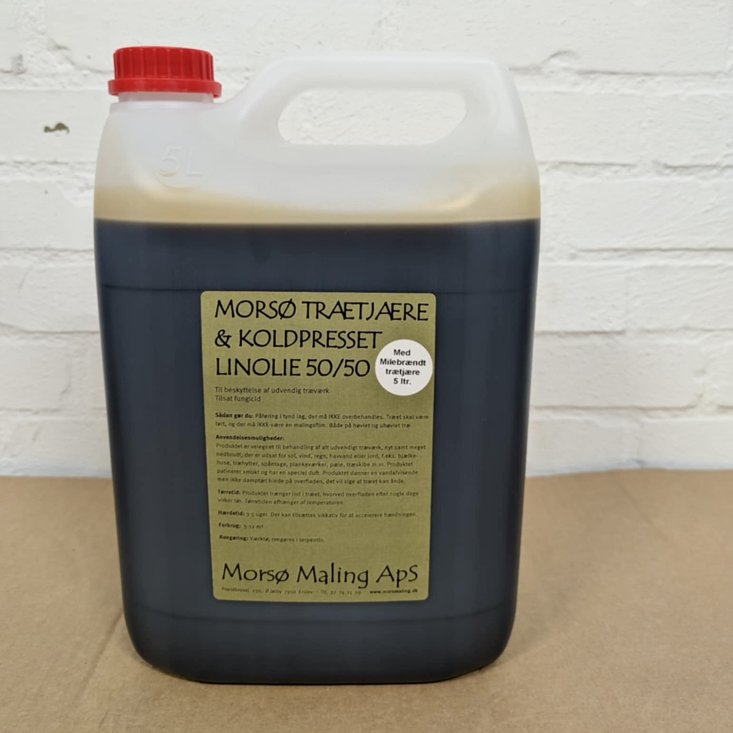 Milebrændt trætjære og koldpresset linolie m. fungicid, 5 liter